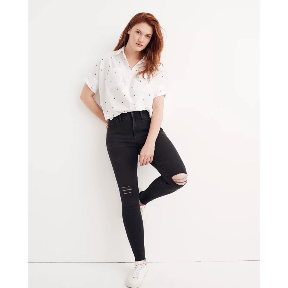 Madewell 9” Mid Rise Skinny Jeans in Black Sea